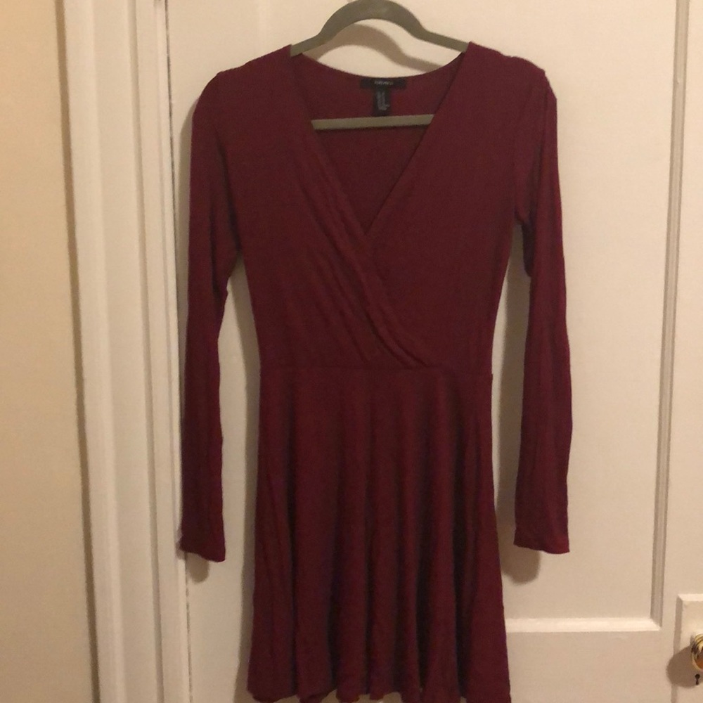 Maroon fit and flare dress